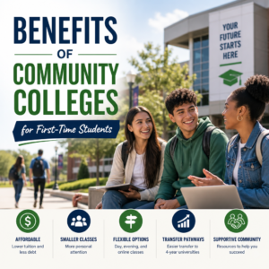 Community college students in a small class with a supportive instructor and campus resources