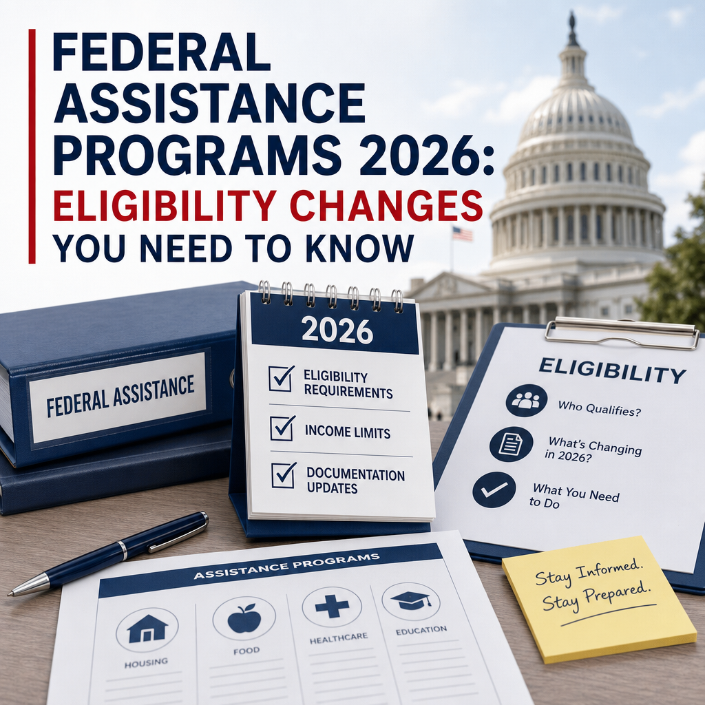 Federal assistance programs eligibility changes overview with U.S. Capitol background and 2026 updates theme