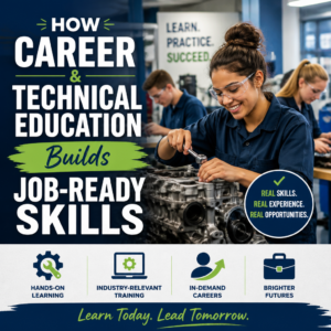 Students in a career and technical education classroom gain job-ready skills through hands-on training.