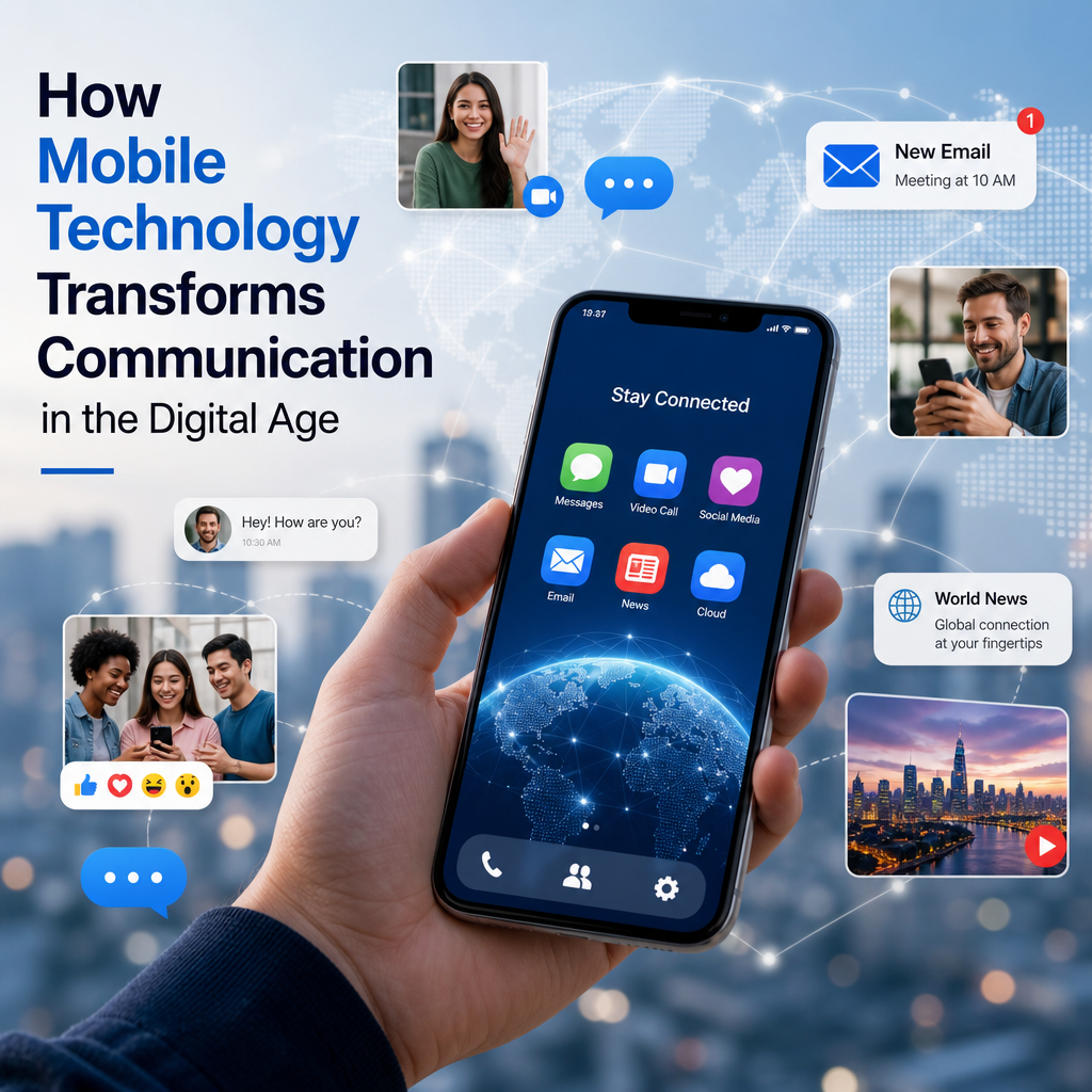 Smartphone with chat and video call icons showing mobile technology enabling instant communication