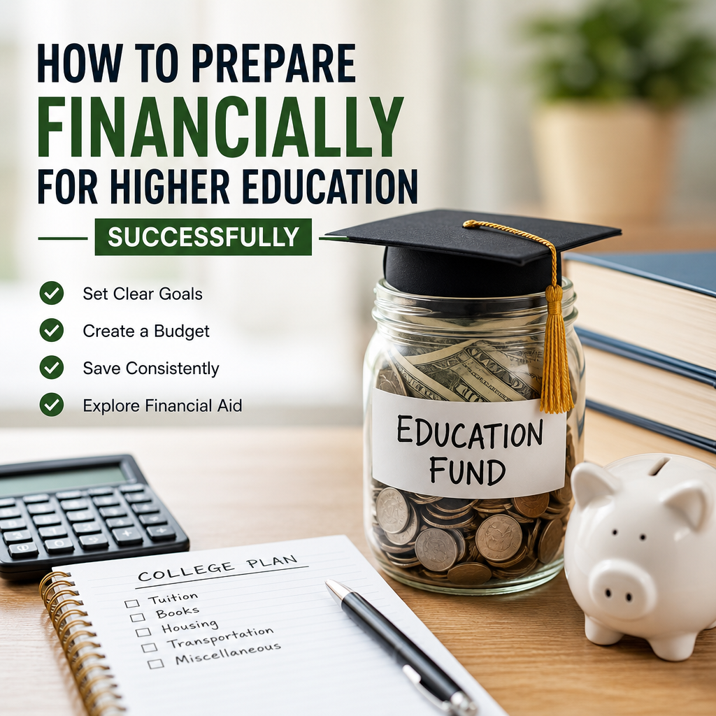 Student budgeting for college with savings, tuition costs, and financial aid planning