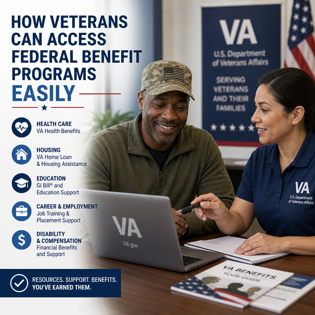 Veteran meeting with VA representative for help accessing federal benefits programs