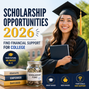 Student reviewing scholarship opportunities for 2026 to help pay for college expenses