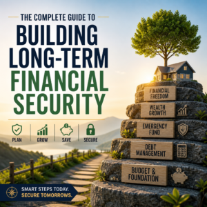 Checklist for financial security: budgeting, debt management, emergency fund, wealth growth, and financial freedom